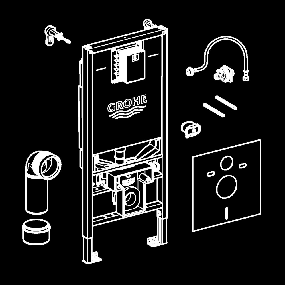 Set 3 in 1 rezervor WC Grohe Rapid slx 3in1 WC 6 l 1, 13m, cadru, antifonare, modul alimentare electrica, ajustabil, sensia, otel [4]