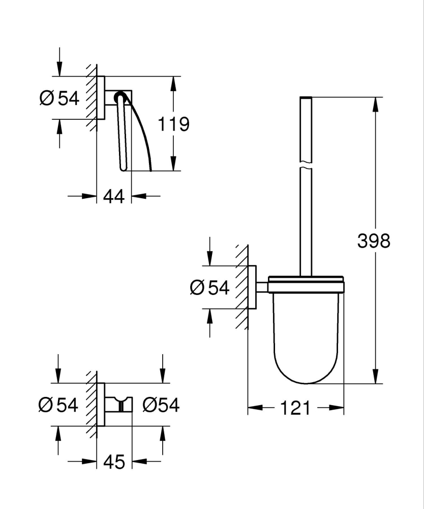 Set accesorii baie Grohe 3 in 1 Grohe Start accessories set city 3-in-1, agatatoare prosop 41173000, suport hartie igienica 41179000, set perie WC 41185000, fixare ascunsa, crom [3]