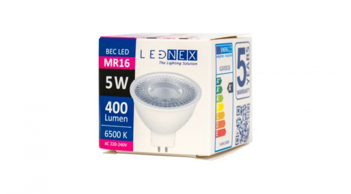 Bec led alb, MR16, 5W, 6500K, lumina rece, Lednex [4]
