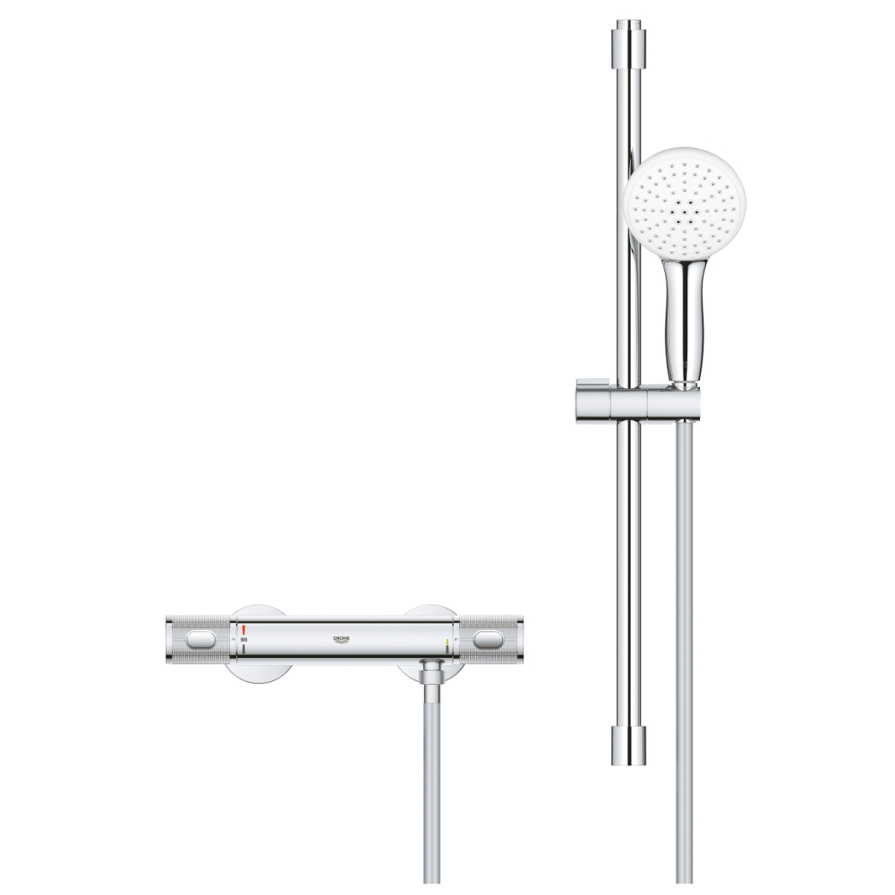 Set de dus Grohe Grohtherm 1000 Performance cu termostat, baterie, coloana dus, 600 mm, ajustabila, para dus, crom [2]