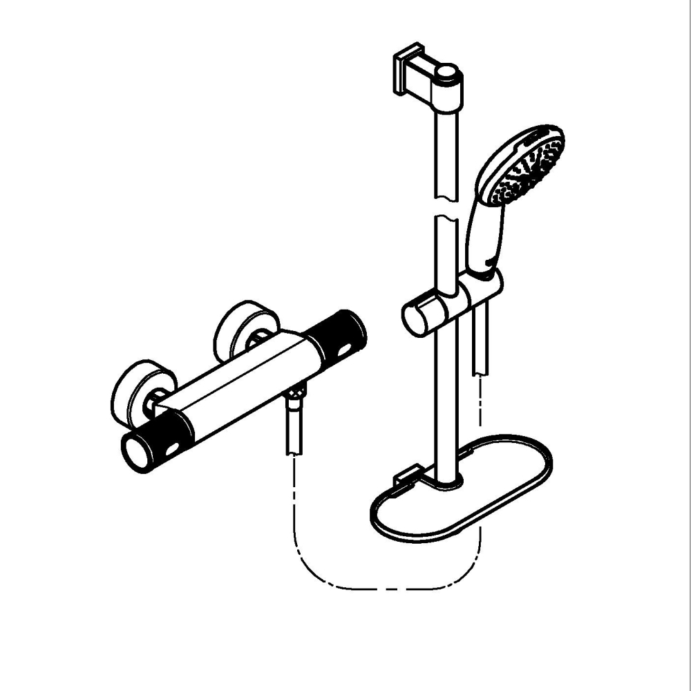 Set de dus Grohe Precision Feel 600, aparent, termostat, anti-oparire, coloana de dus, etajera, anti-calcar, crom [2]