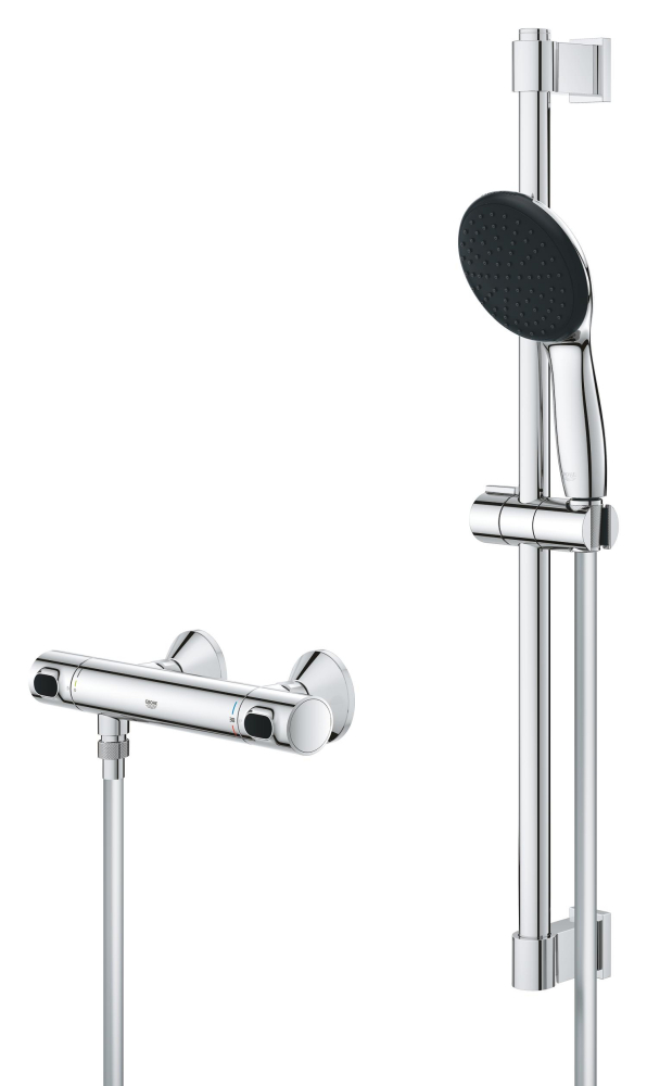 Set de dus Grohe Precision Flow baterie, termostat, coloana de dus, 600 mm, para de dus, crom [5]