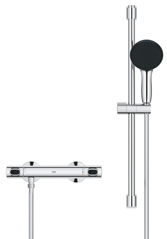 Set de dus Grohe Precision Flow baterie, termostat, coloana de dus, 600 mm, para de dus, crom [4]