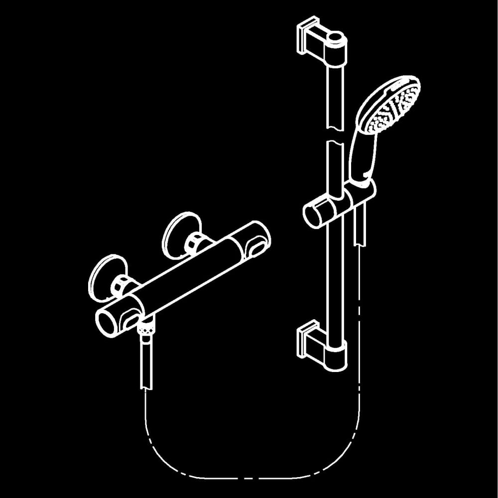Set de dus Grohe Precision Flow baterie, termostat, coloana de dus, 600 mm, para de dus, crom [2]