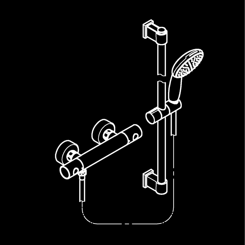 Set de dus Grohe Precision Get 600 mm aparenta, monocomanda, termostat, coloana de dus, para de dus, crom [2]