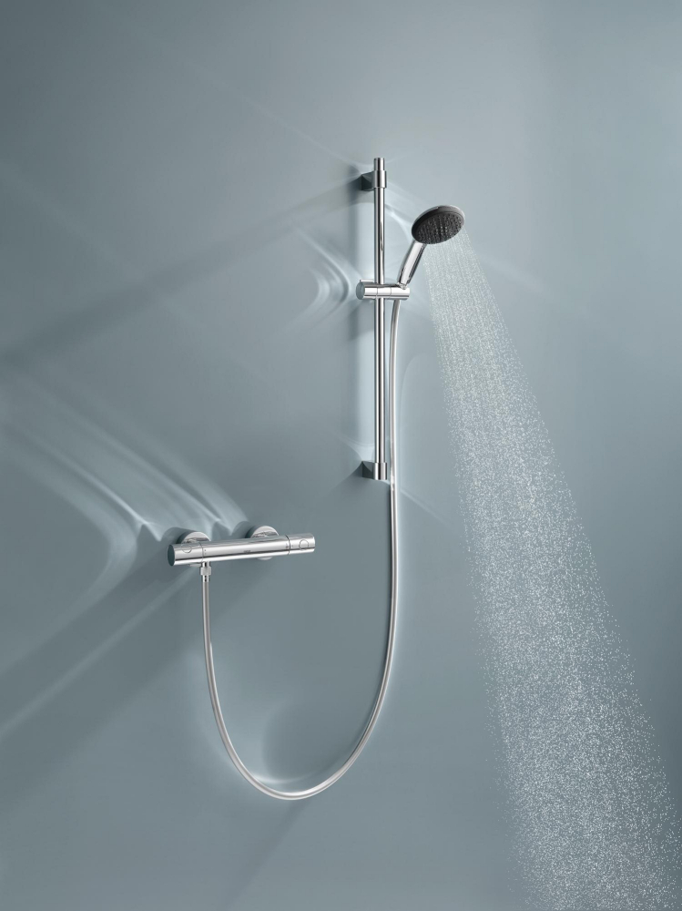 Set de dus Grohe Precision Get 600 mm aparenta, monocomanda, termostat, coloana de dus, para de dus, crom [5]