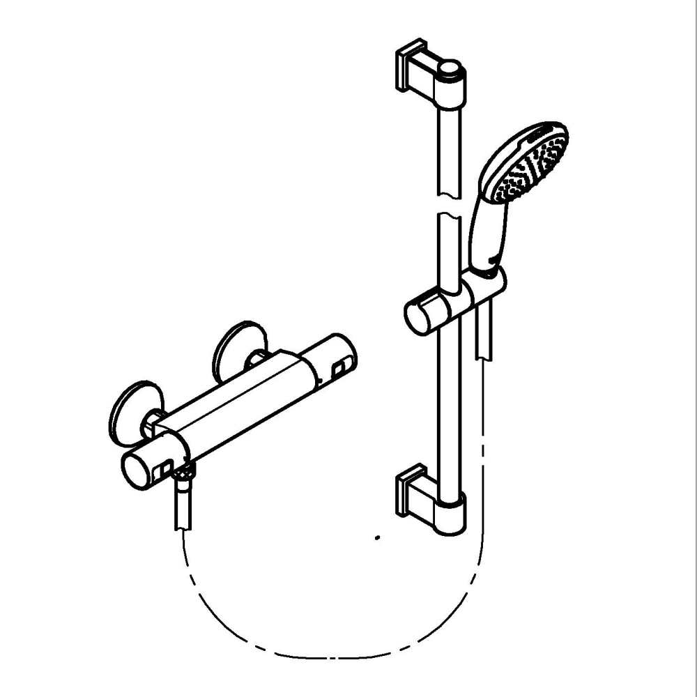 Set de dus Grohe Precision Start 600, baterie, termostat, coloana de dus, 600 mm, para de dus, crom [2]