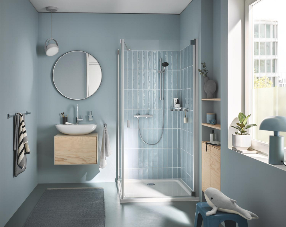 Set de dus Grohe Precision Start 600, baterie, termostat, coloana de dus, 600 mm, para de dus, crom [4]