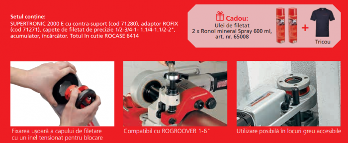 Supertronic 2000 E Masina de filetat cu acumulatori,Rothenberger, motor fara perii,capacitate Ø1/4”- 2”,acumulator 18 V, 4.0 Ah CAS [3]