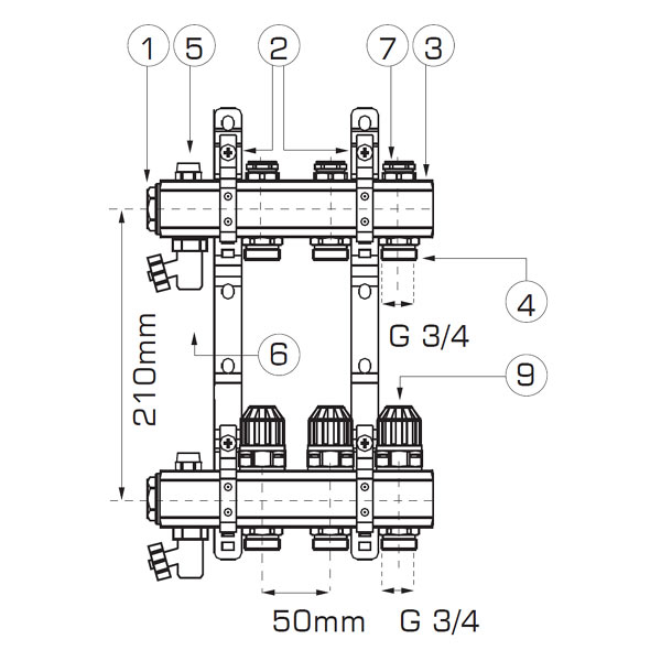 Distribuitor tur/retur, 11 cai, alama, 1 tol, Ferro RZ11S [2]