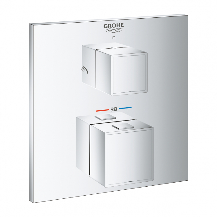 Unitate de mixare cu termostat pentru dus cu 2 iesiri cu ventil de inchidere/deviere Grohe Grohtherm Cube [1]