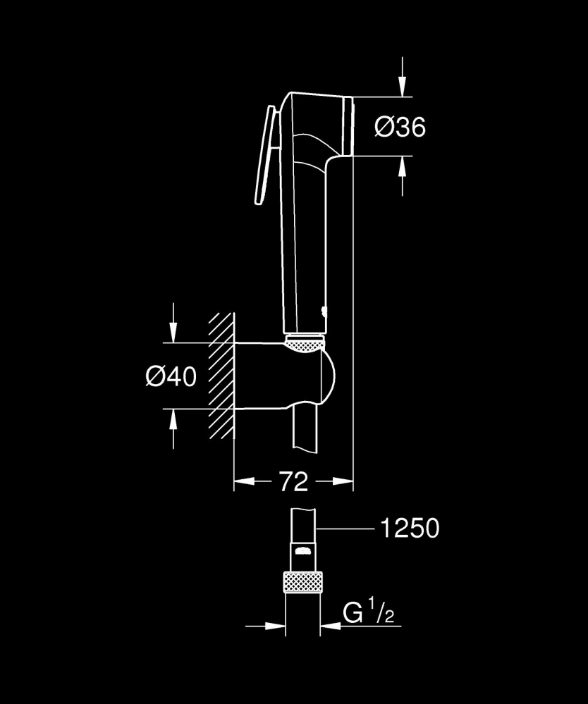 Set dus igienic Grohe New Tempesta-F Trigger suport, anti-rasucire, anti-calcar, crom mat [2]