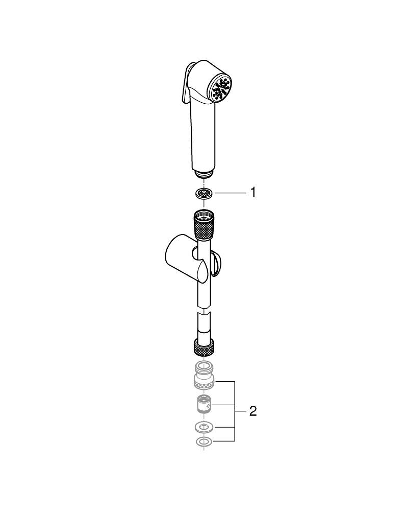 Set dus igienic Grohe Tempesta-F declansator jet 30 de perete suport set 1 jet, suport perete, sistem-anti calcar, negru mat [3]