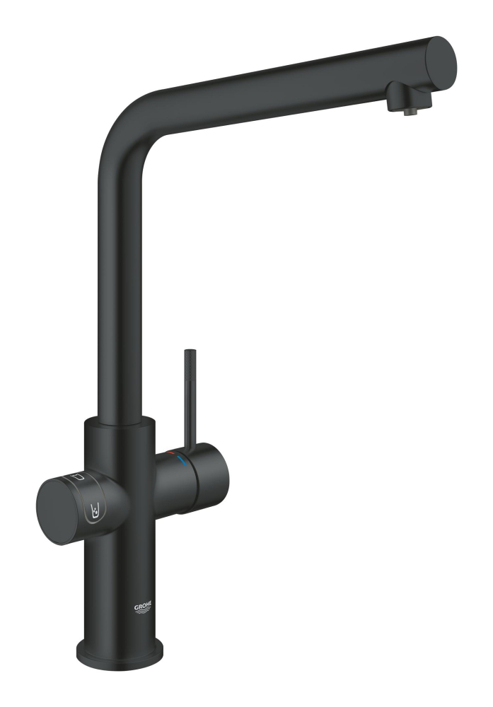 Set filtru + baterie, baterie de bucatarie Grohe Blue Home, 3/8'', monocomanda, pipa inalta, filtrare, racire, apa carbogazoasa, cartus ceramic, pivotanta, negru [4]