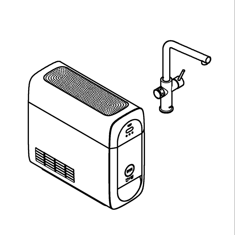 Set filtru + baterie, baterie de bucatarie Grohe Blue Home, 3/8'', monocomanda, pipa inalta, filtrare, racire, apa carbogazoasa, cartus ceramic, pivotanta, negru [2]