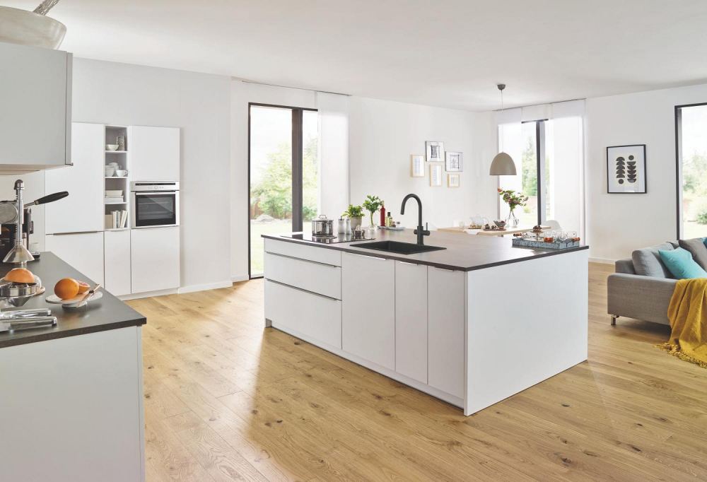 Set filtru + baterie bucatarie Grohe Blue Home, 3/8'', pipa inalta, tip C, dubla comanda, filtre, racire, apa carbogazoasa, dus extractabil, smart, negru [7]