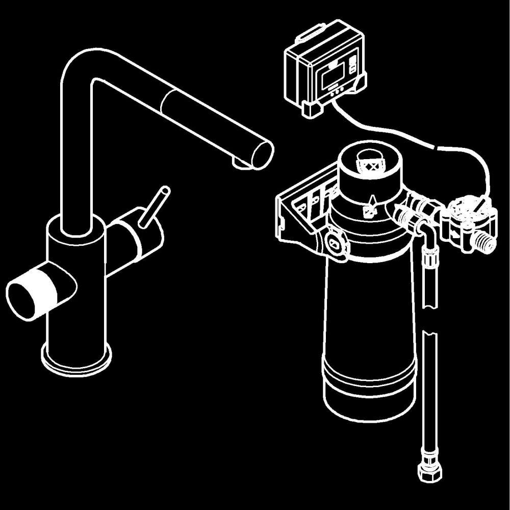 Set filtru cu baterie de bucatarie Grohe Blue Pure Minta pipa tip L, pipa pivotanta, dus extractabil, cartus ceramic, pipa inalta, counter apa, capacitate 600l, in, crom [3]