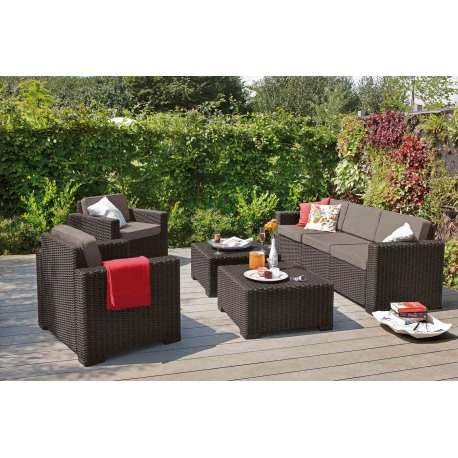 Set mobiler de gradina, cu canapea 3 locuri, maro, Keter California [2]