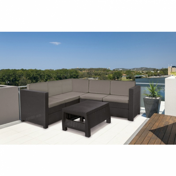 Set mobilier de gradina, maro, cu masuta de cafea, Keter Provence [3]