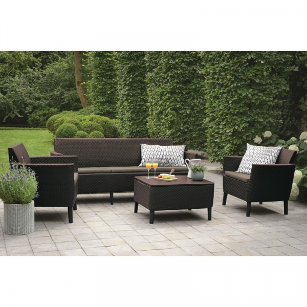 Set mobilier pentru gradina, maro, canapea cu 3 locuri, Keter Salemo [3]