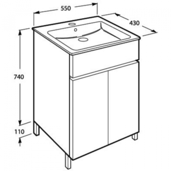 Set mobilier de baie alb, dulap + lavoar, 55 x 43 x 74 cm., Roca Unik Cube [3]