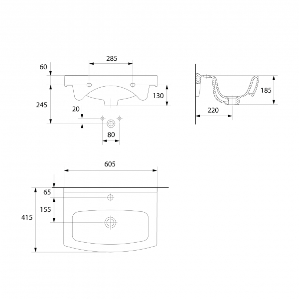 Set mobilier de baie montat, dulap + lavoar, A=41.5 x H=85 x L=60.5 cm., Cersanit 755 Sati Cersania [3]