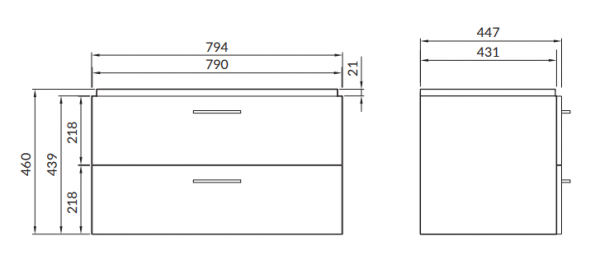 Set mobilier de baie montat, nuc, dulap + lavoar, A=44.7 x H=46 x L=79.4 cm., Cersanit 860 Lara Como 80 [2]