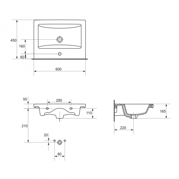 Set mobilier de baie montat, alb, dulap + lavoar, A=44.7 x H=45.2 x L=59.4 cm., Cersanit 857 Lara Como 60 [2]