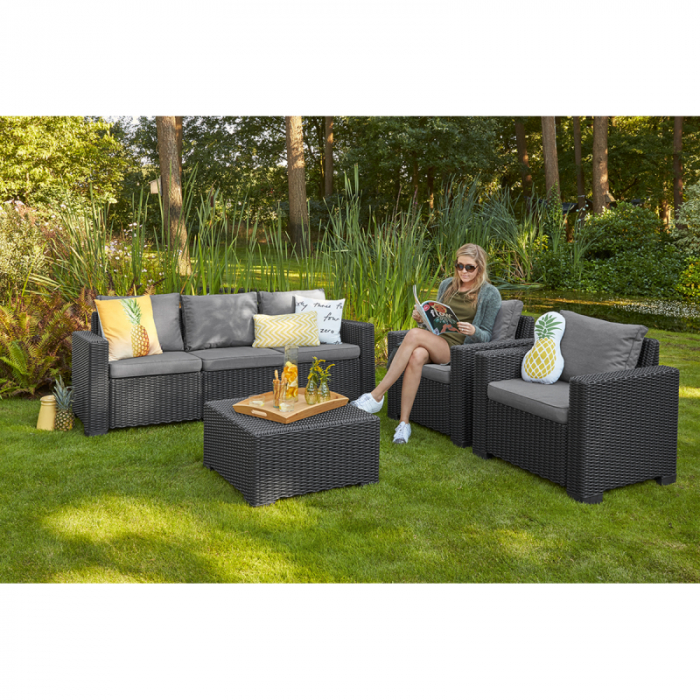 Set mobilier de gradina, canapea cu 3 locuri, grafit, Keter California [4]