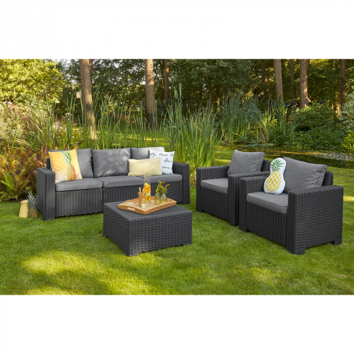 Set mobilier de gradina, canapea cu 3 locuri, grafit, Keter California [3]