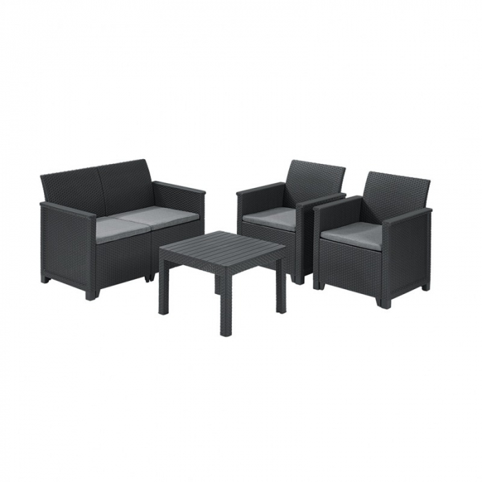 Set mobilier de gradina, 4 locuri, grafit, Keter Emma [2]