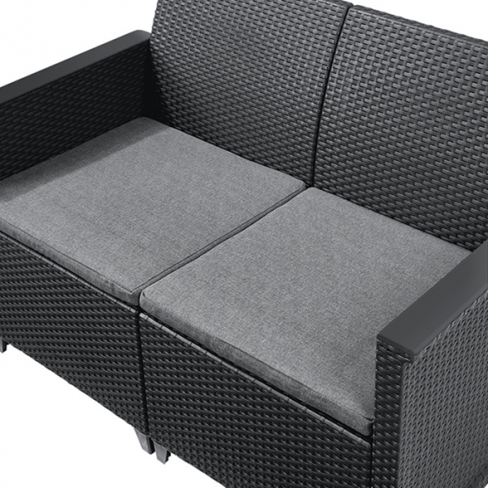 Set mobilier de gradina, 4 locuri si masa cu spatiu de depozitare, grafit, Keter Emma [4]