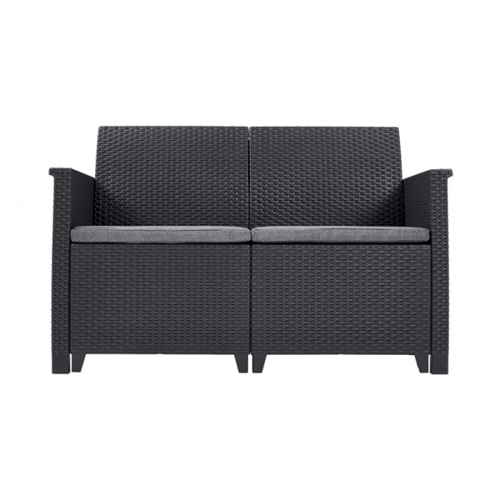 Set mobilier de gradina, 4 locuri si masa cu spatiu de depozitare, grafit, Keter Emma [5]