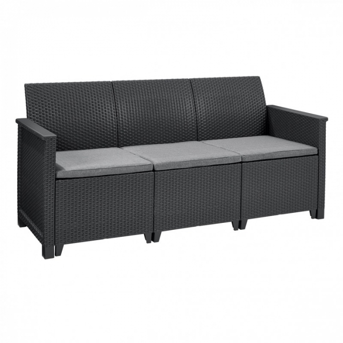 Set mobilier de gradina, 5 locuri si masa cu spatiu depozitare, grafit, Keter Emma [7]