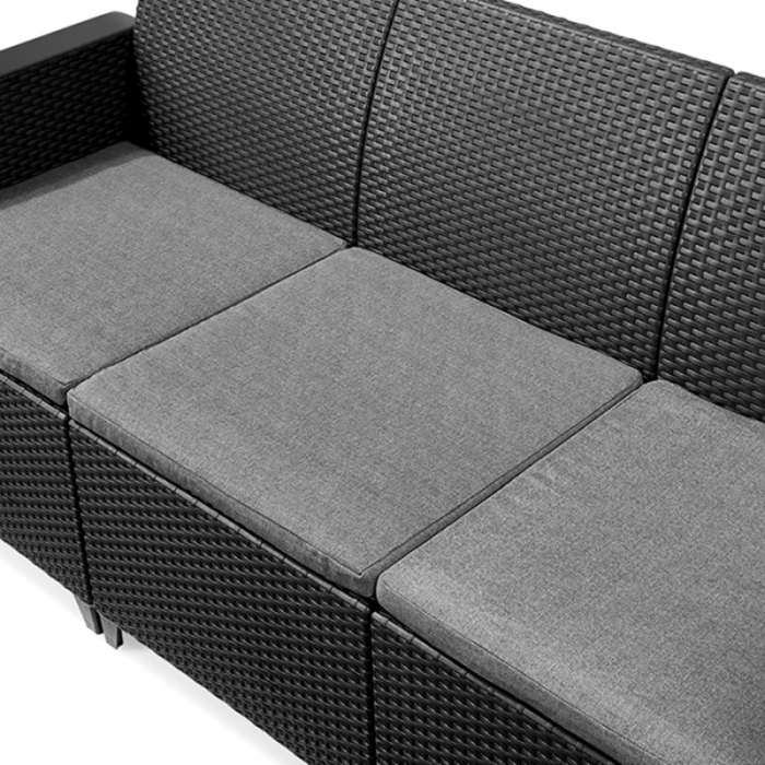 Set mobilier de gradina, 5 locuri si masa cu spatiu depozitare, grafit, Keter Emma [6]