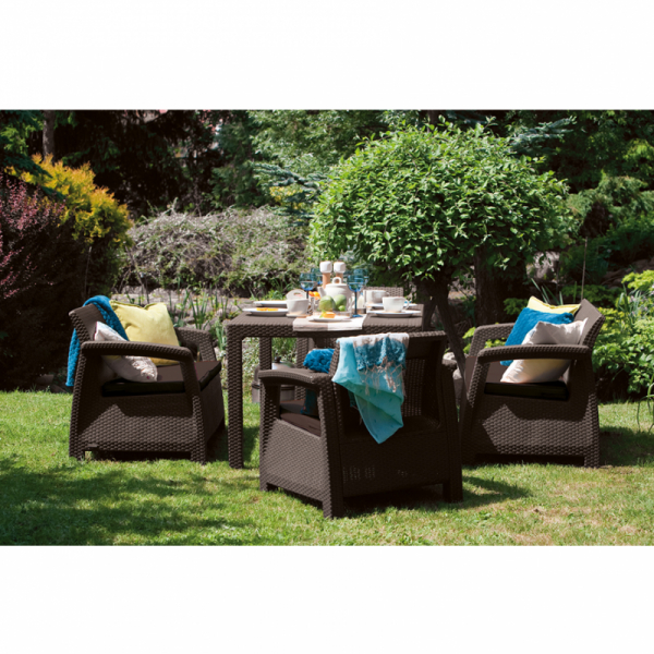 Set mobilier de gradina, fara masa, maro, Keter Corfu Rest [10]