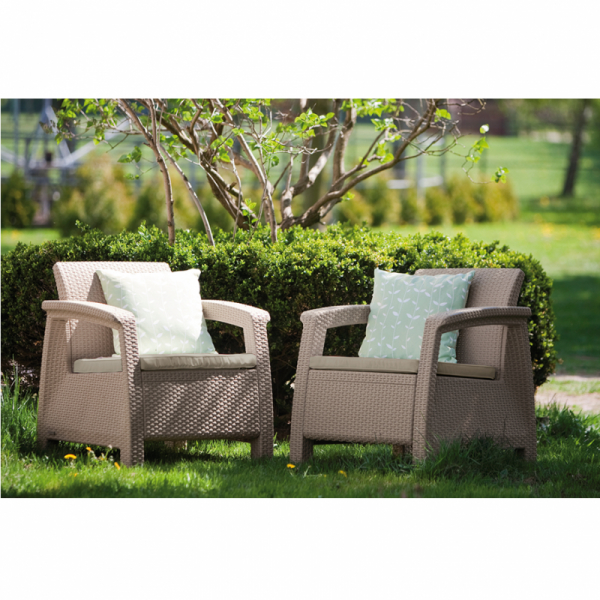 Set mobilier de gradina, fara masa, cappucino, Keter Corfu Rest [2]