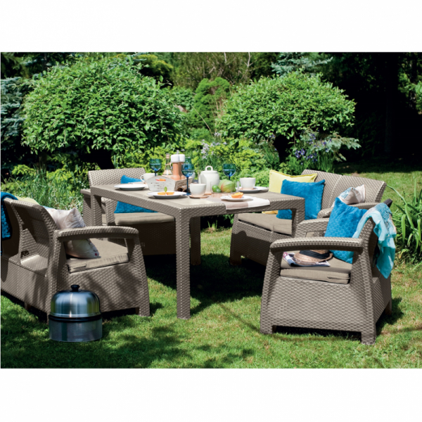Set mobilier de gradina, fara masa, cappucino, Keter Corfu Rest [5]