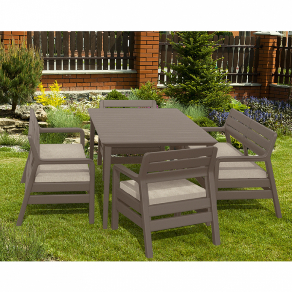 Set mobilier de gradina, cappucino, cu masa Lima, Keter Delano [2]
