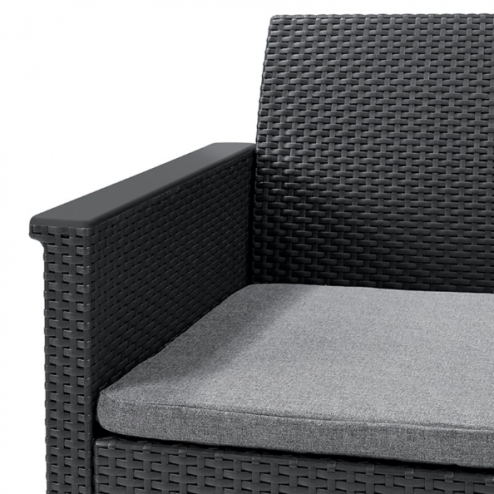 Set mobilier de gradina, 2 locuri si masa cu spatiu depozitare, grafit, Keter Emma [4]