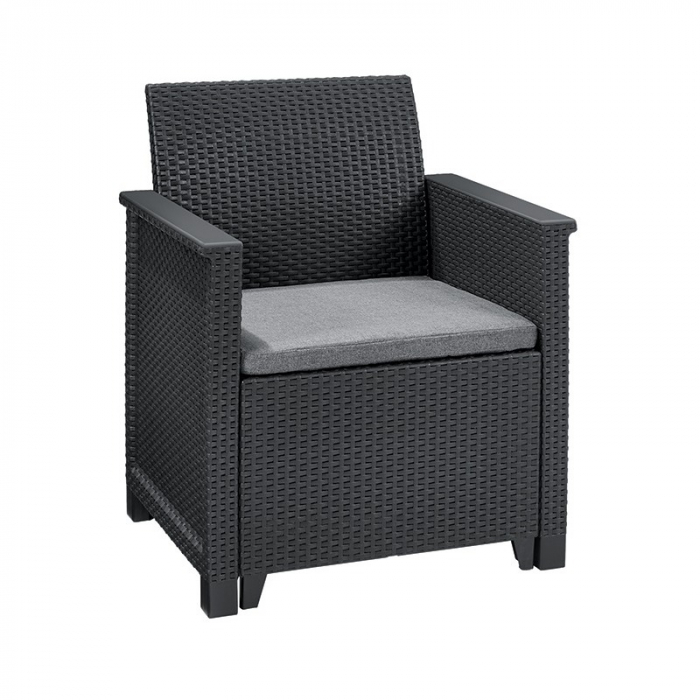 Set mobilier de gradina, 2 locuri si masa cu spatiu depozitare, grafit, Keter Emma [5]