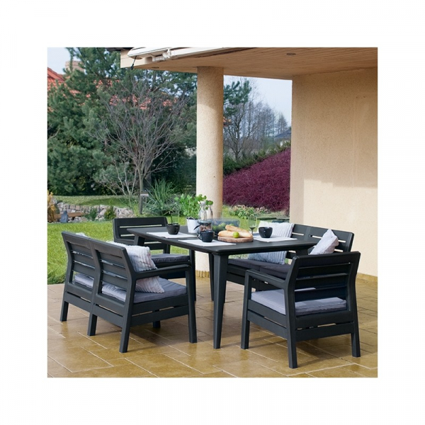 Set mobilier de gradina, grafit, cu masa Lima, Keter Delano [5]
