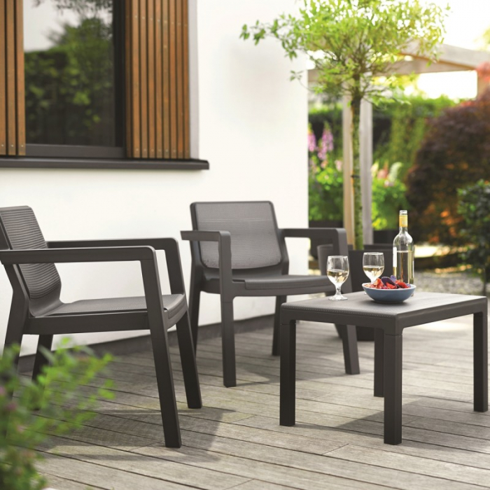 Set mobilier de gradina, grafit, cu perne, Keter Emily Patio [2]