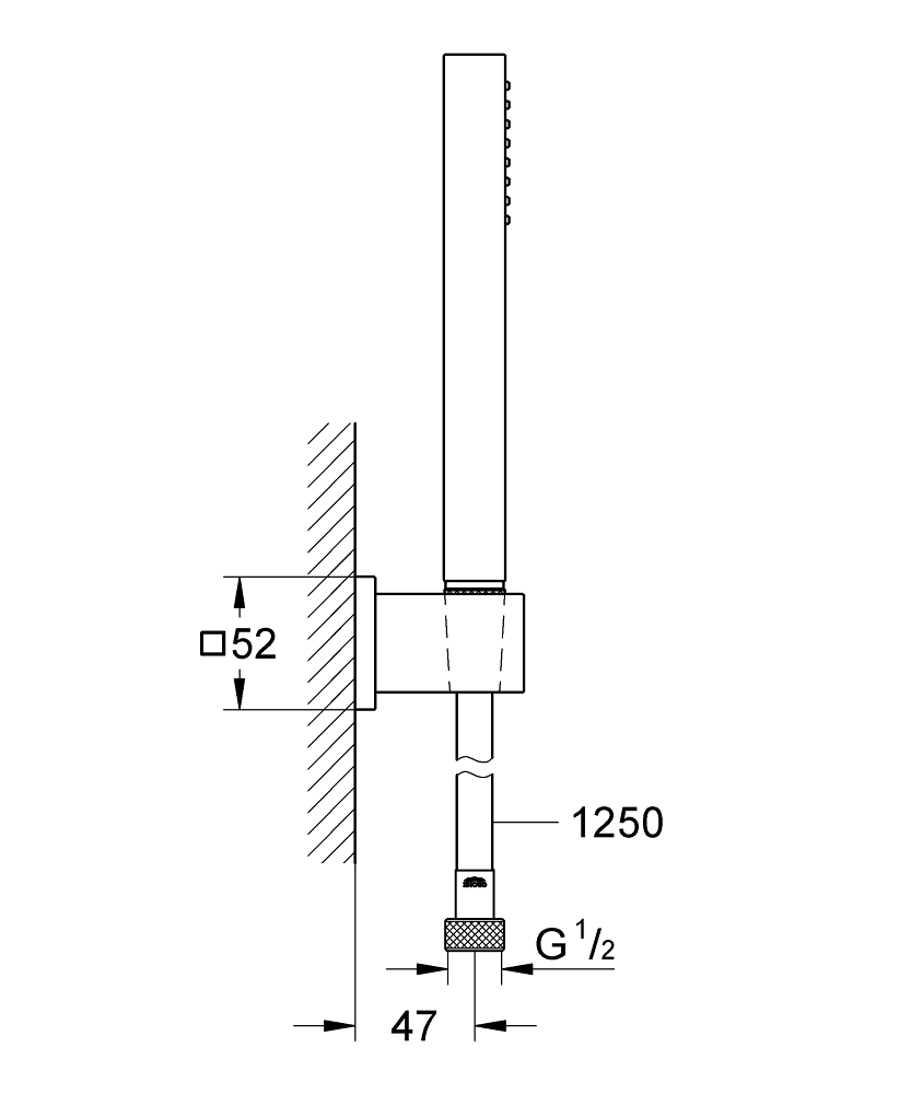 Set para de dus Grohe Euphoria Cube Stickl universala, 1/2"'', suport, furtun 1.25 m, 1 pulverizare, crom [3]