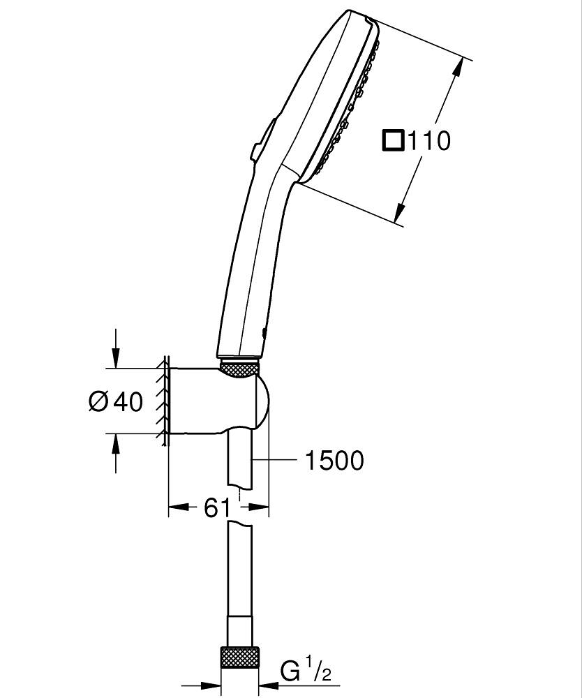 Set para de dus Grohe Tempesta Cube 110, suport para dus, 3 jeturi, crom [5]