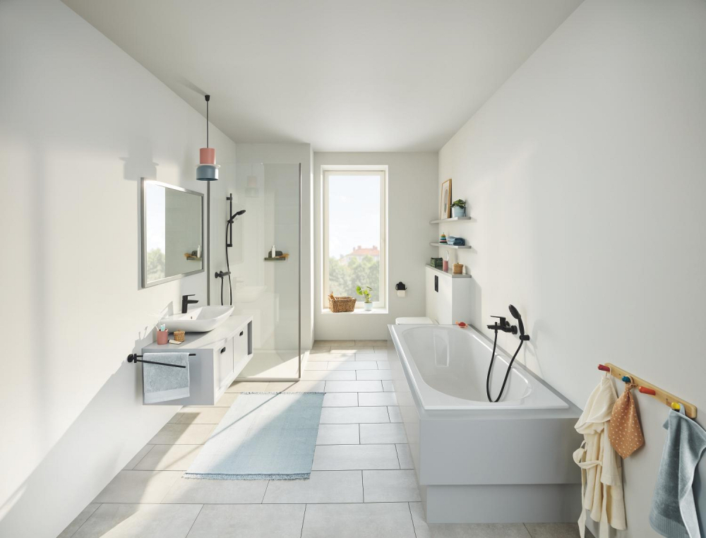 Set para de dus Grohe Vitalio 110, universala, 2 jeturi, furtun 1.75m, suport para dus, negru [11]