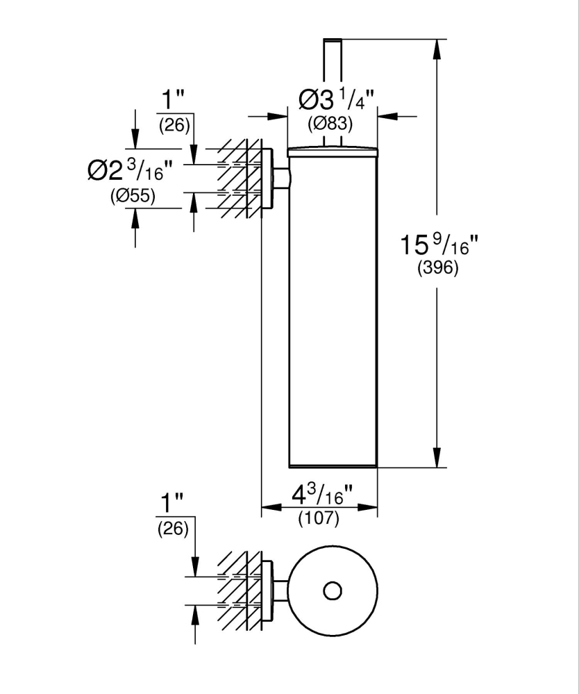 Set perie WC Grohe Essentials montare pe perete, crom [3]