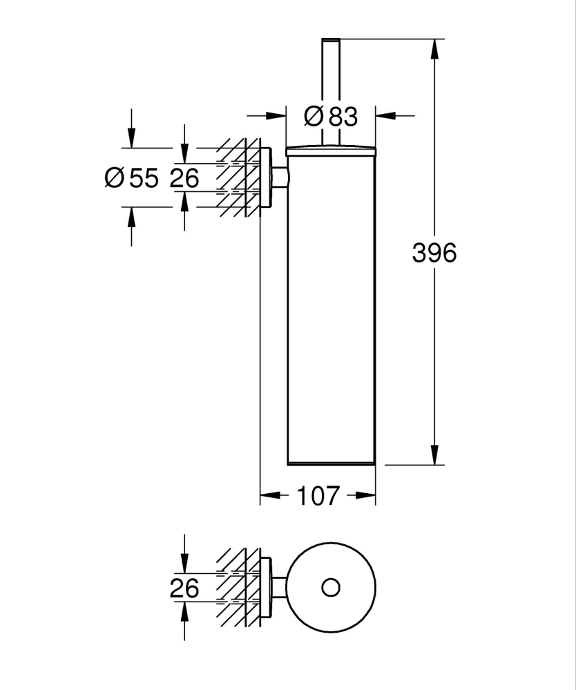 Set perie WC Grohe Essentials, montare pe perete, fixare ascunsa, cupru lucios [3]
