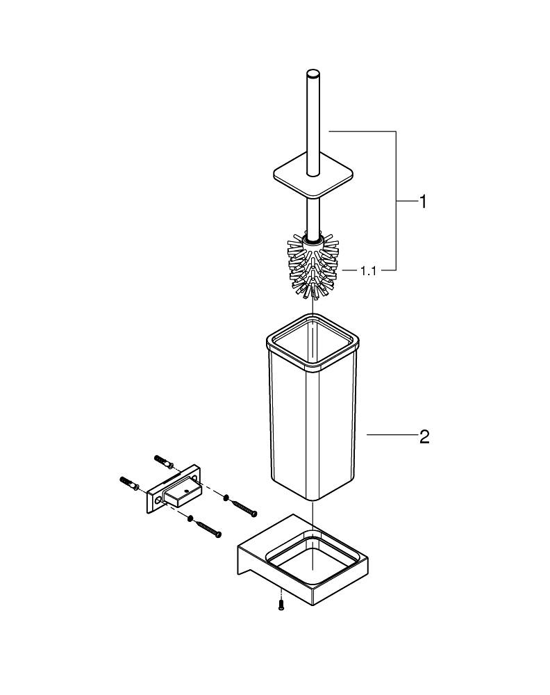 Set perie WC Grohe perie inclusa Grohe Selection Cube montare pe perete, crom [2]