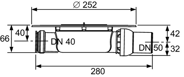 Corp sifon extraplat TECEdrainpointS din PP, evacuare laterala DN50, intrare DN40 [2]
